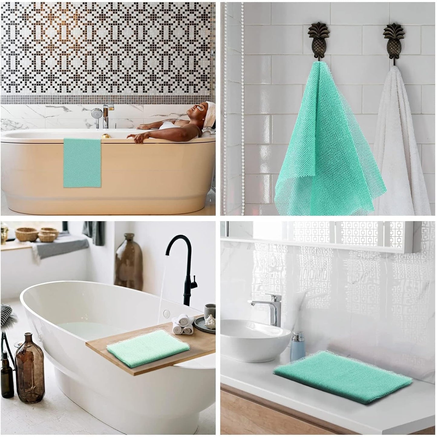 UJFQBH African Bath Sponge - Exfoliating Net Shower Scrubber for Smooth Skin | Green Color