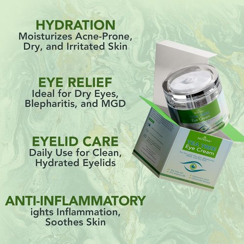 NOVEHA Tea Tree Oil Eye Cream - Anti-Wrinkle Treatment for Dry Skin | 1.69 Fl. Oz. Moisturizer
