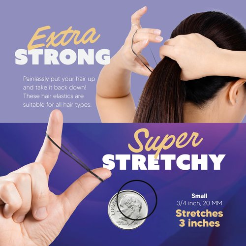 Gumi good Hair Elastics - Ouchless No Damage Elastic Hair Bands (Black - Small)