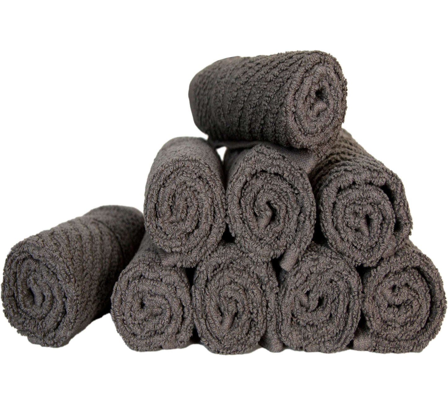 PH Pleasant Home Diagonal Wash Cloths Set - 12 Pack (12” x 12”) – 509 GSM - 100% Ring Spun Cotton Wash Cloth - Super Soft and Highly Absorbent Face Towels (Dark Grey)