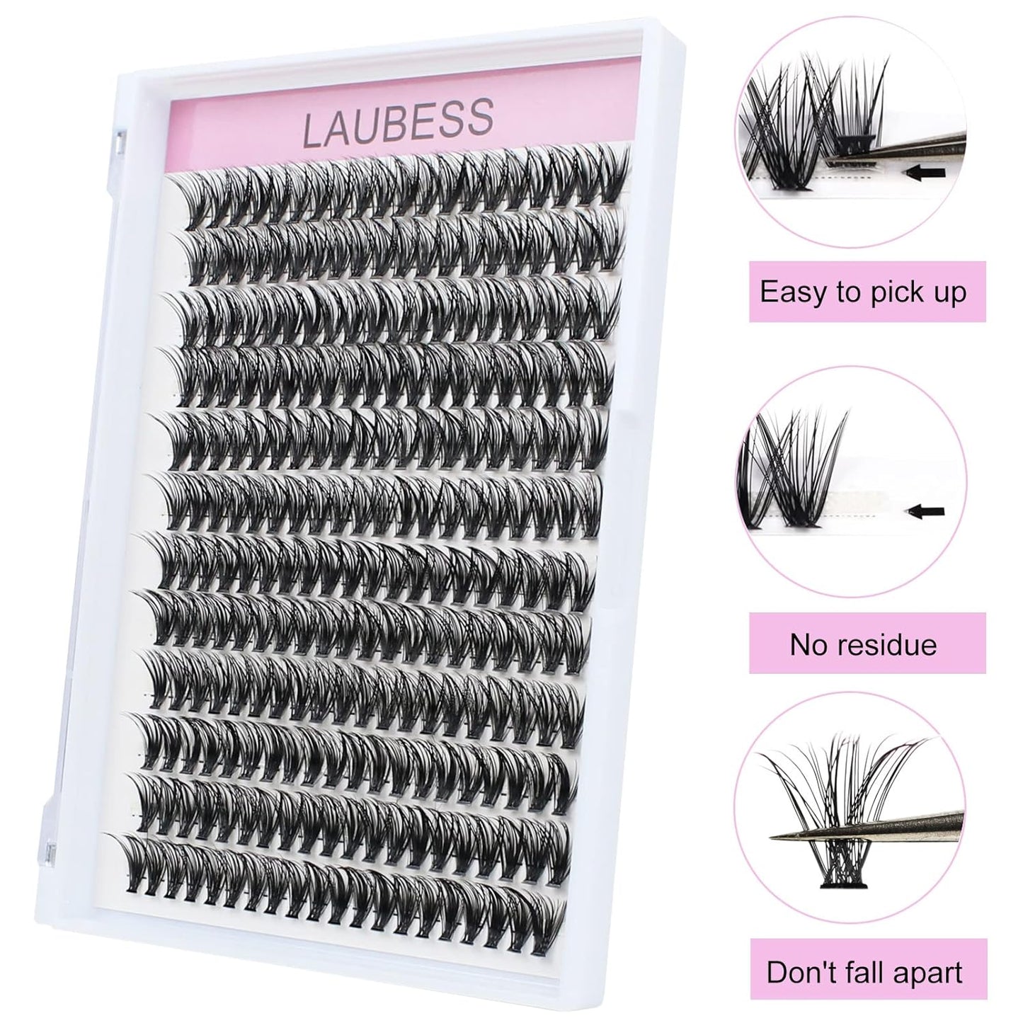 Skiennix 40D Cluster Lashes - Wispy Eyelash Extensions Mixed Tray | DIY Individual Lashes 9-16mm