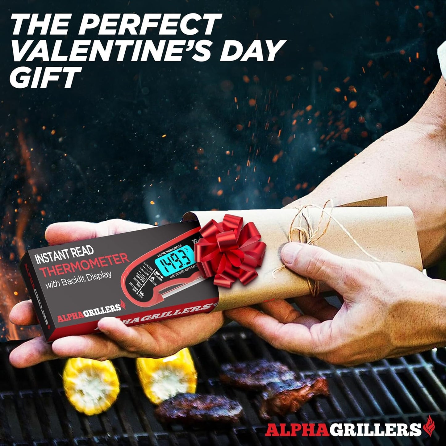 Alpha Grillers Meat Thermometer Digital - Instant Read Food Thermometer for Cooking and Grilling Gifts for Men Valentines Day Gifts for Him Her Mom Dad
