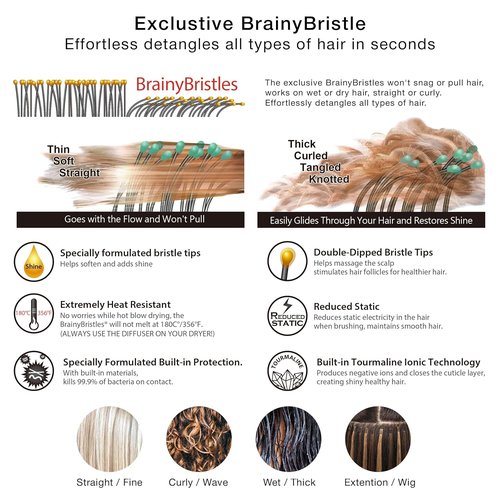 NuWay DoubleC Detangling Hair Brush – Patented Double Curve Scalp Care Hairbrush for Gentle Detangling, Volume Styling & Wet or Dry Hair (Mint Green)