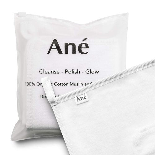 Ané Makeup Remover | 3-Pack Double-Sided Muslin & Microfiber Face Cleansing Cloths