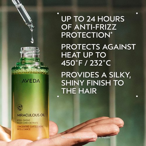 Aveda Miraculous Oil High-Shine Hair Concentrate - 24-Hour Frizz Protection & Heat Defense | 1.7 Fl Oz