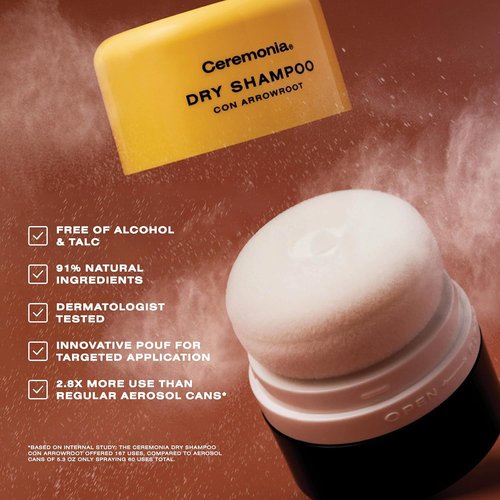 Ceremonia Dry Shampoo - Non-Aerosol Oil-Absorbing Powder with Arrowroot & Aloe Vera | 0.35 Oz