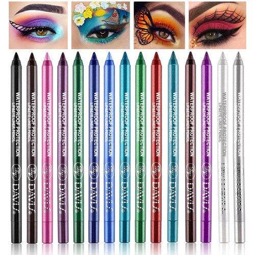 LemonSac 15PCS Colorful Eyeliner Pen Set - Professional Eye Makeup with Pearl & Matte Metallic Shades