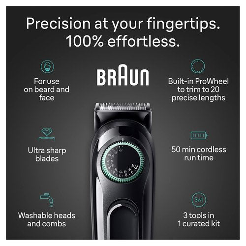 Braun All-in-One Style Kit Series 3 3430 - 3-in-1 Trimmer for Men with Beard, Ear & Nose Trimmers, 20 Length Settings