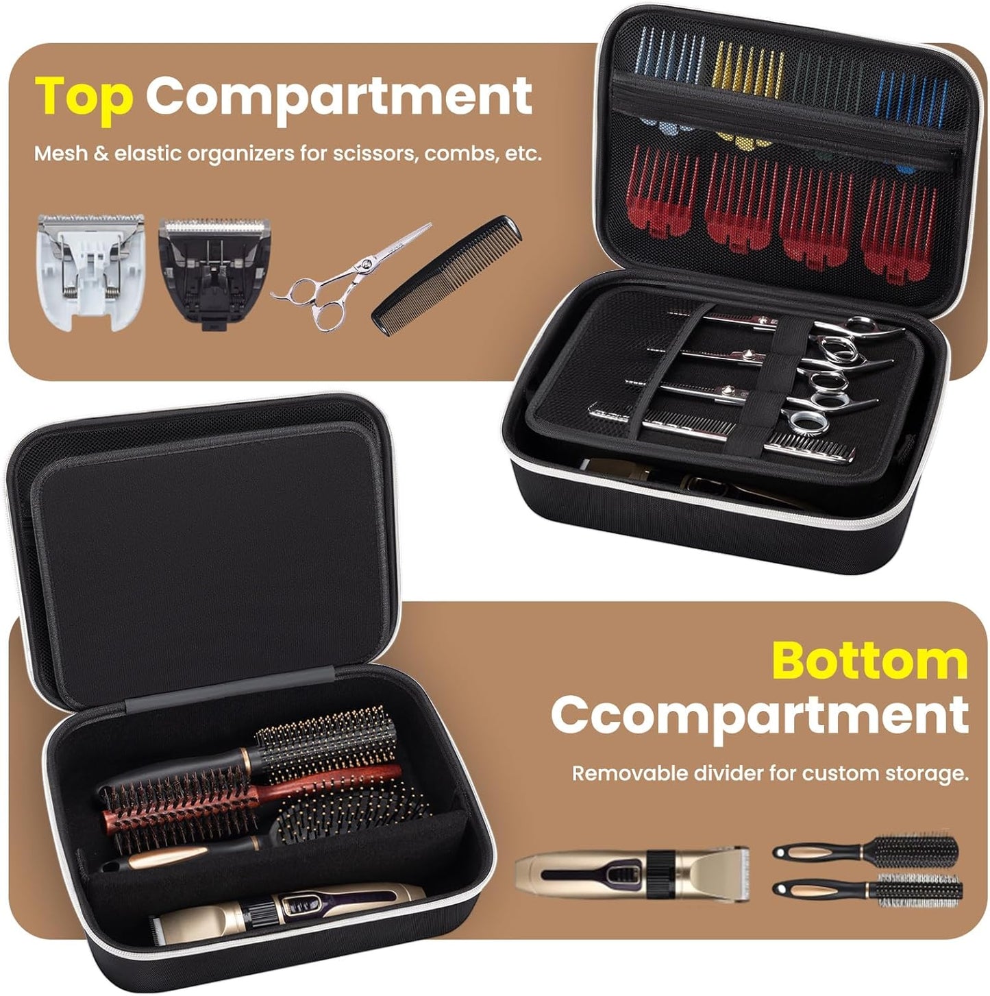 Noverlife Hair Clipper Guard Blades Holder Case, Barber Guard Blades Storage Bag for 20 Metal Clipper Guards Hard Blade Storage Travel Case, Protective Stylist Carrying Case for Grooming Blade