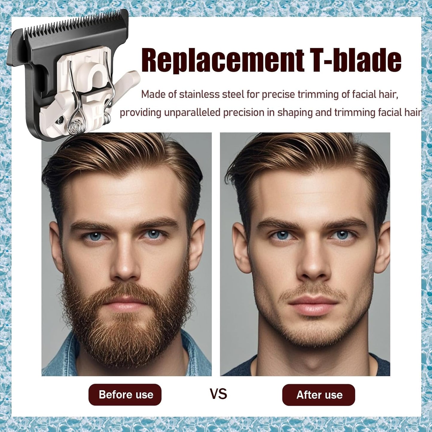 Wahl 40mm Replacement Detachable Stainless Steel T Blade - Compatible with Lithium Ion Trimmers | Black 2 Pack