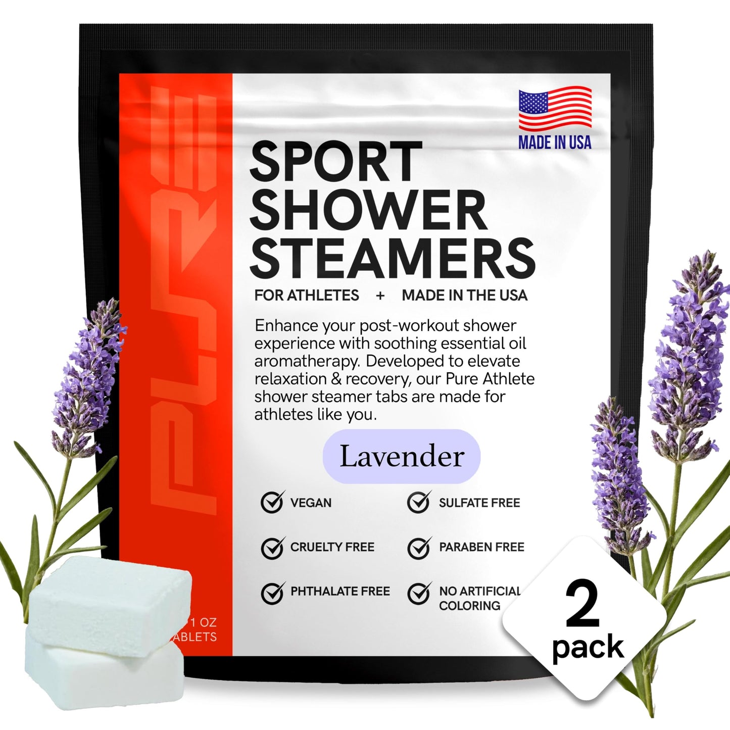 Sport Shower Steamers - Made in USA with Natural Lavender Essential Oil, Easter Basket Stuffers, Stress and Sinus Relief, Muscle Recovery for Athletes, Best Birthday Gifts for Self Care Relaxation