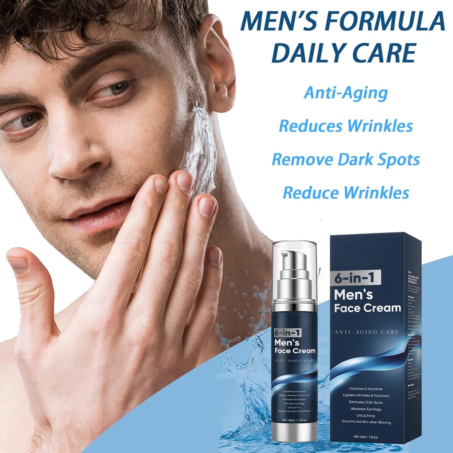 Skiennix 6-in-1 Face Cream for Men - Anti-Aging Moisturizer with Collagen & Hyaluronic Acid | 1.76 fl oz