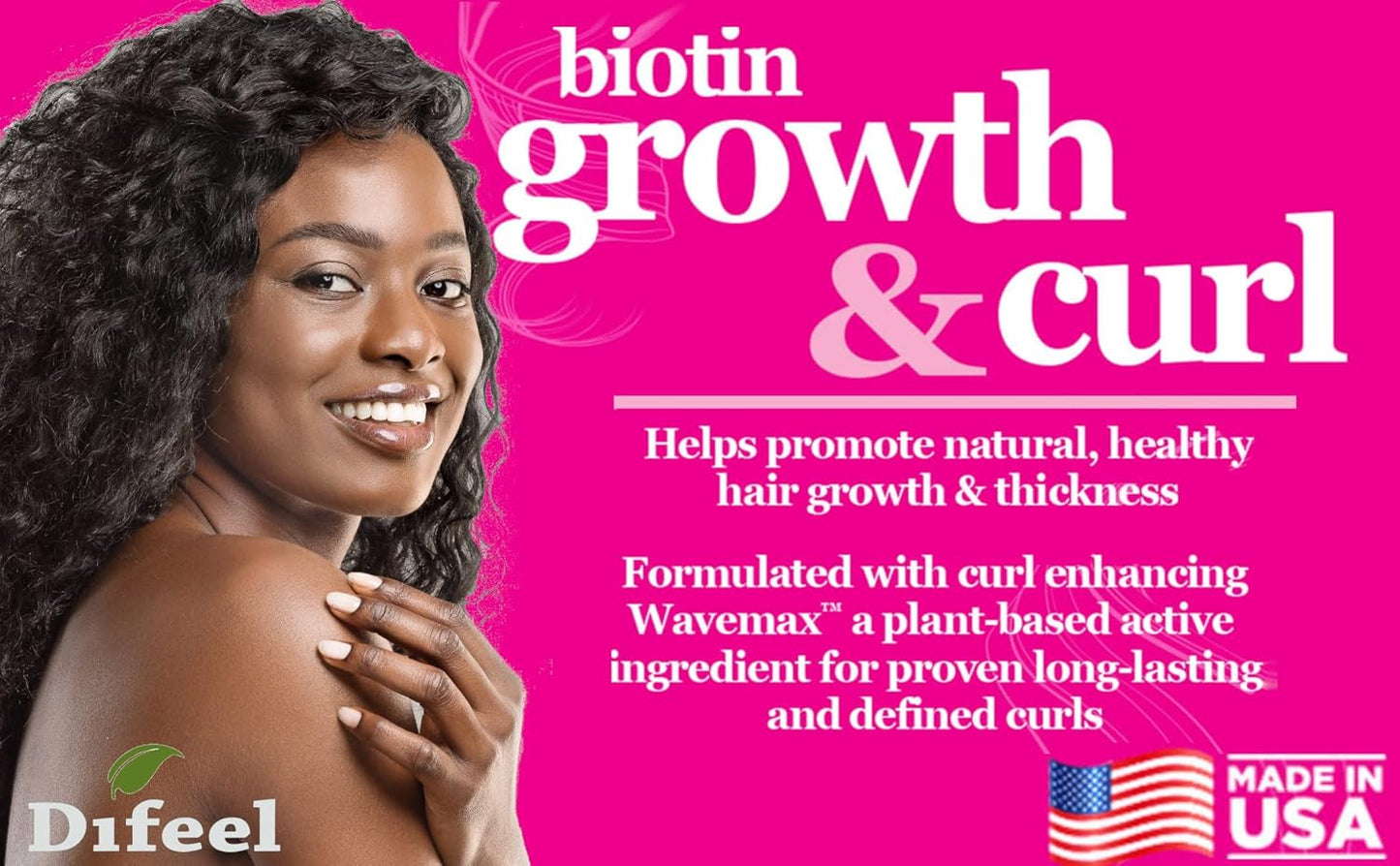 Difeel Biotin Hair Growth Oil - Premium Curl Enhancer, 2.5 oz for Nourished Hair