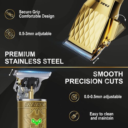 FADEKING® Professional Hair Clippers - Cordless Barber Clippers & Beard Trimmer Set | Precision Grooming Kit for Men