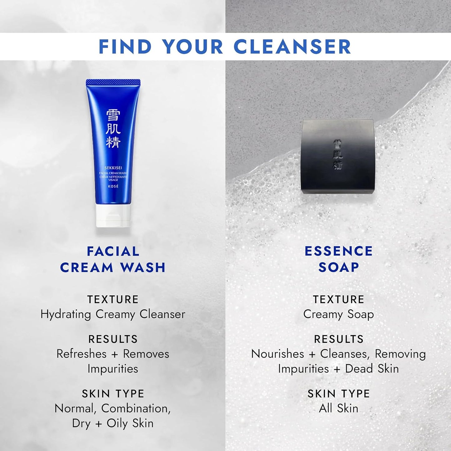 SEKKISEI Foaming Facial Cream Wash - Deep Cleansing Face Cleanser, 4.5 Ounces