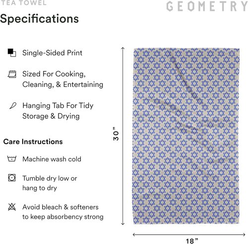 GEOMETRY Christmas Kitchen Towels - Quick Dry Microfiber Dish Towels for Efficient Kitchen Drying - Star of David Design, 1 Pack