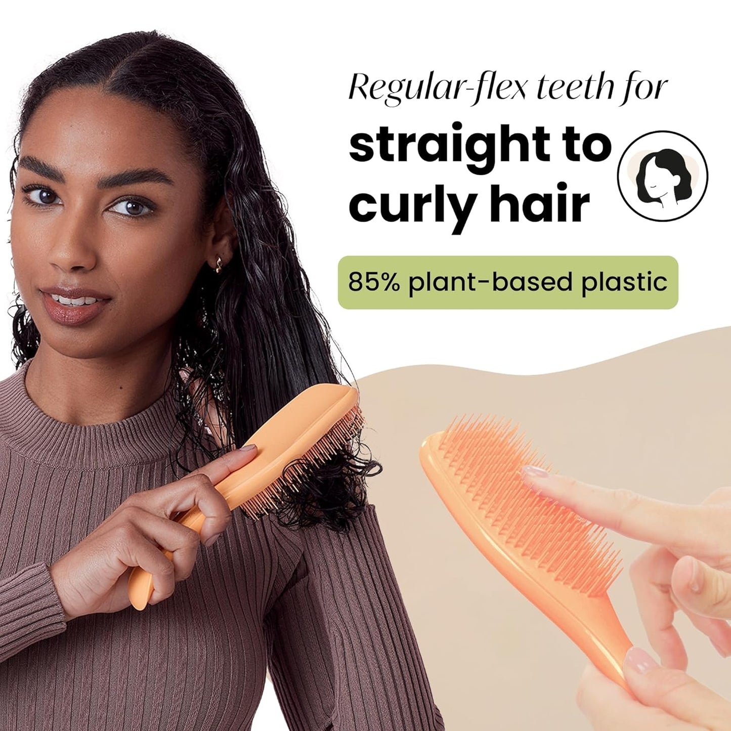 Tangle Teezer Ultimate Detangler Brush - Plant-Based Design for All Hair Types | Reduces Breakage, Orange