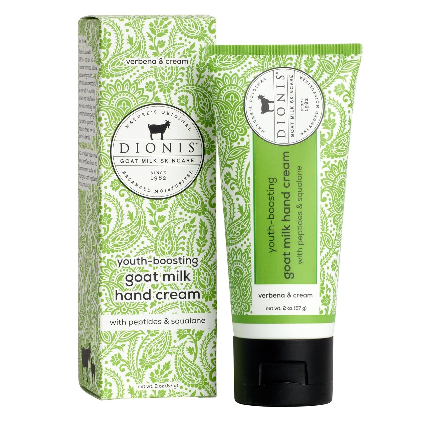 Dionis Goat Milk Hand Cream - Youth Boosting Formula with Peptides & Squalane | 2oz Lemon Verbena