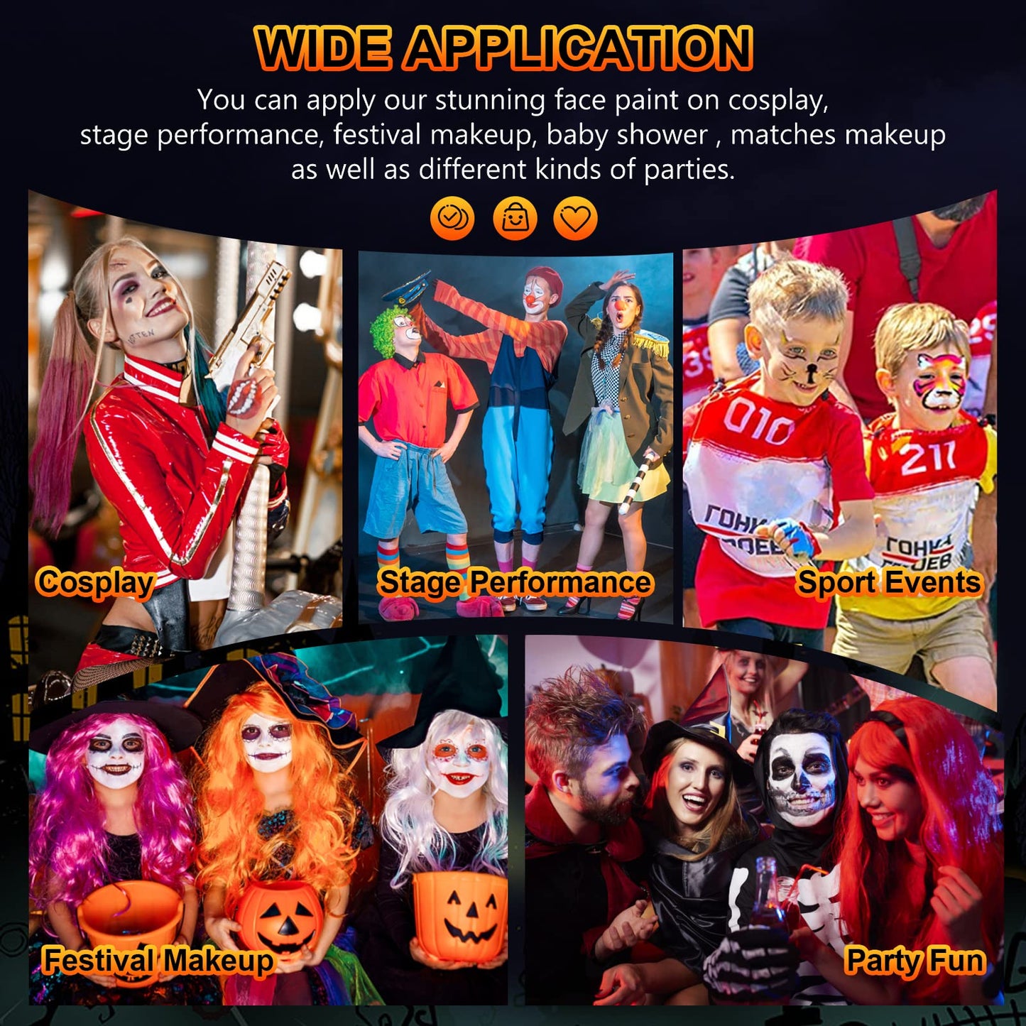 Halloween Makeup - Halloween Family Face Painting Kit Face Body Paint for Adult and Kids, All in 1 Halloween Makeup Set Face Paint with Fake Blood for Halloween Party Supplies