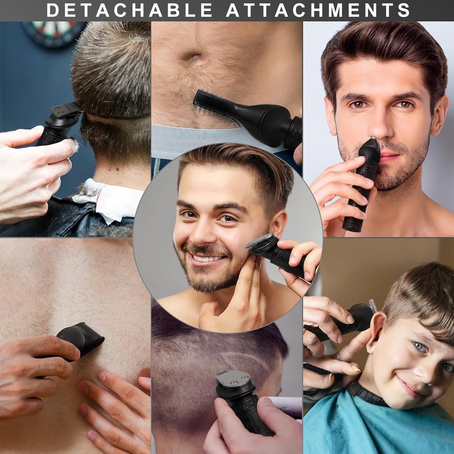 Scttomon Beard Trimmer for Men - Professional 7-in-1 Grooming Kit | Cordless T-Blade Electric Shaver in Black