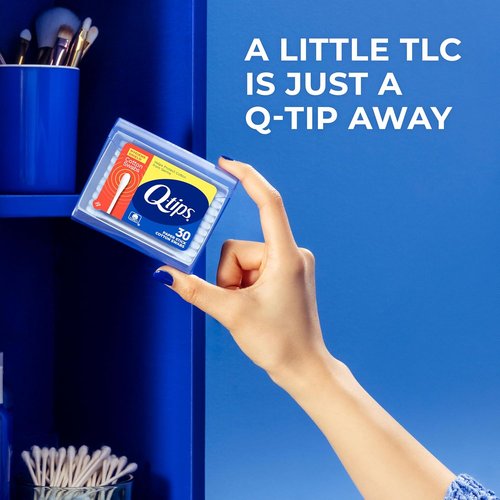 Q-tips Cotton Swabs - Travel Size Hygiene Shield | 100% Cotton for First Aid & Beauty, 30 Count (Pack of 2)