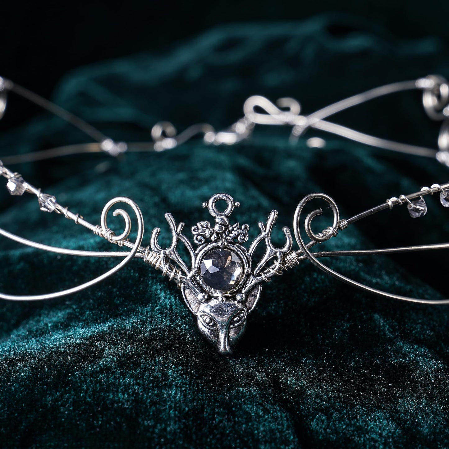 CoTeeZa Silver Fairy Circlet Elf Crown - Viking Celtic Headpiece Renaissance Anlters Elf Tiara Medieval Wedding Bride Headwaer Cosplay