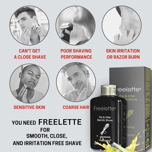 Freelette After Shave Lotion - Smooth Irritation-Free Shaving Balm - Lemongrass Scent, 3.76 Ounce