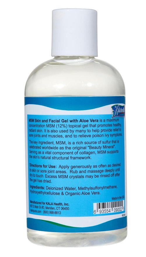 KALA HEALTH MSM Pure Max Strength Gel - Organic Aloe Skin Care for Smooth, Radiant Skin | 8 oz