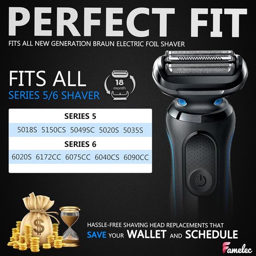 Braun 53B Replacement Head - Electric Shaver Foil & Cutter for Series 5/6 - 2 Pack
