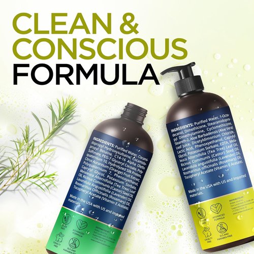 Regine Switzerland Tea Tree Rosemary Shampoo & Conditioner Set - Nourishing Cleanse & Scalp Support for All Hair Types | Paraben & Sulfate Free (16 Oz Each)