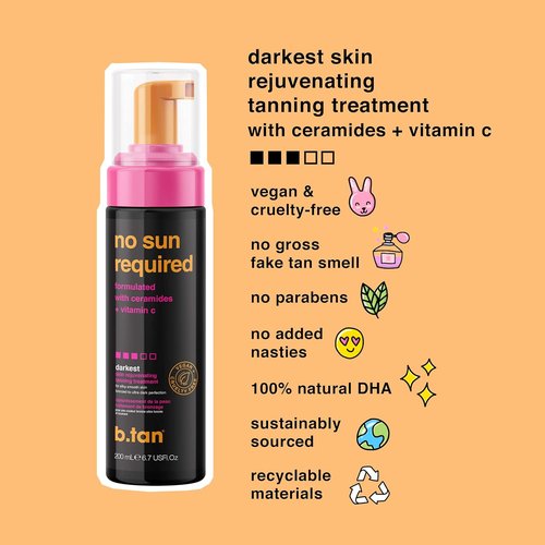 b.tan Dark Self Tanner Mousse - 1 Hour Express Sunless Tanning Treatment with Ceramides & Vitamin C | 6.7 Fl Oz