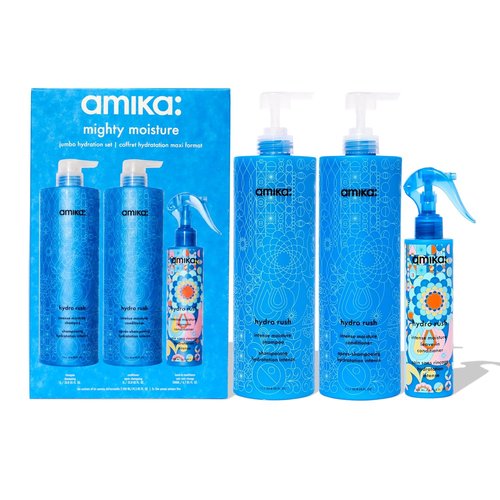 Amika Mighty Moisture Jumbo Hydration Set - Deeply Nourishing Hair Care for All Hair Types