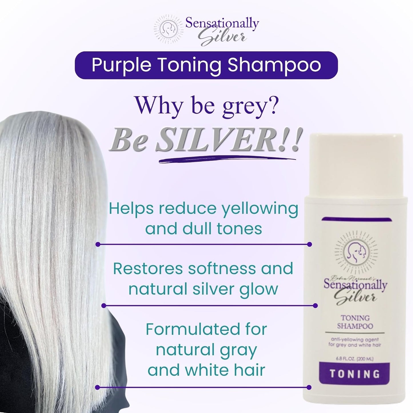 Skiennix Silver Shampoo - Toning Purple Shampoo for Gray & White Hair | Unisex Formula