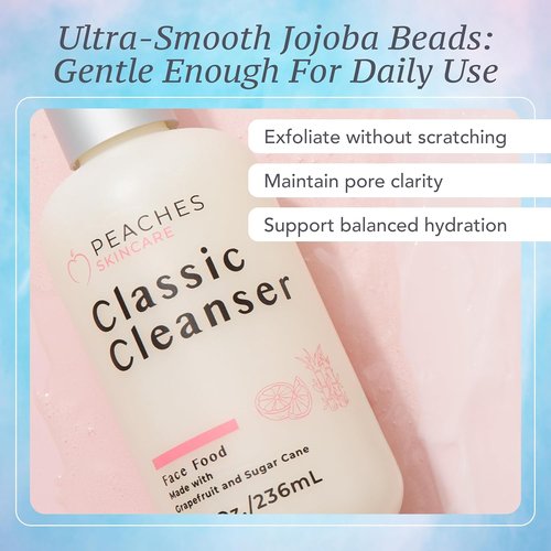 Peaches Skincare Hydrating Facial Cleanser - Vegan Daily Face Wash with Grapefruit & Gotu Kola - 8 oz