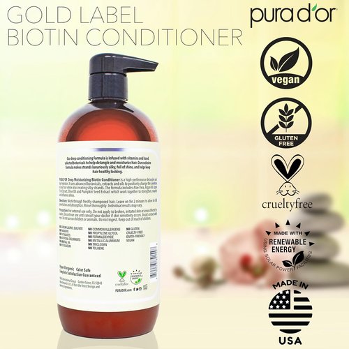 PURA D'OR Deep Moisturizing Biotin Conditioner - Thickens & Softens Dry, Frizzy Hair | 24oz