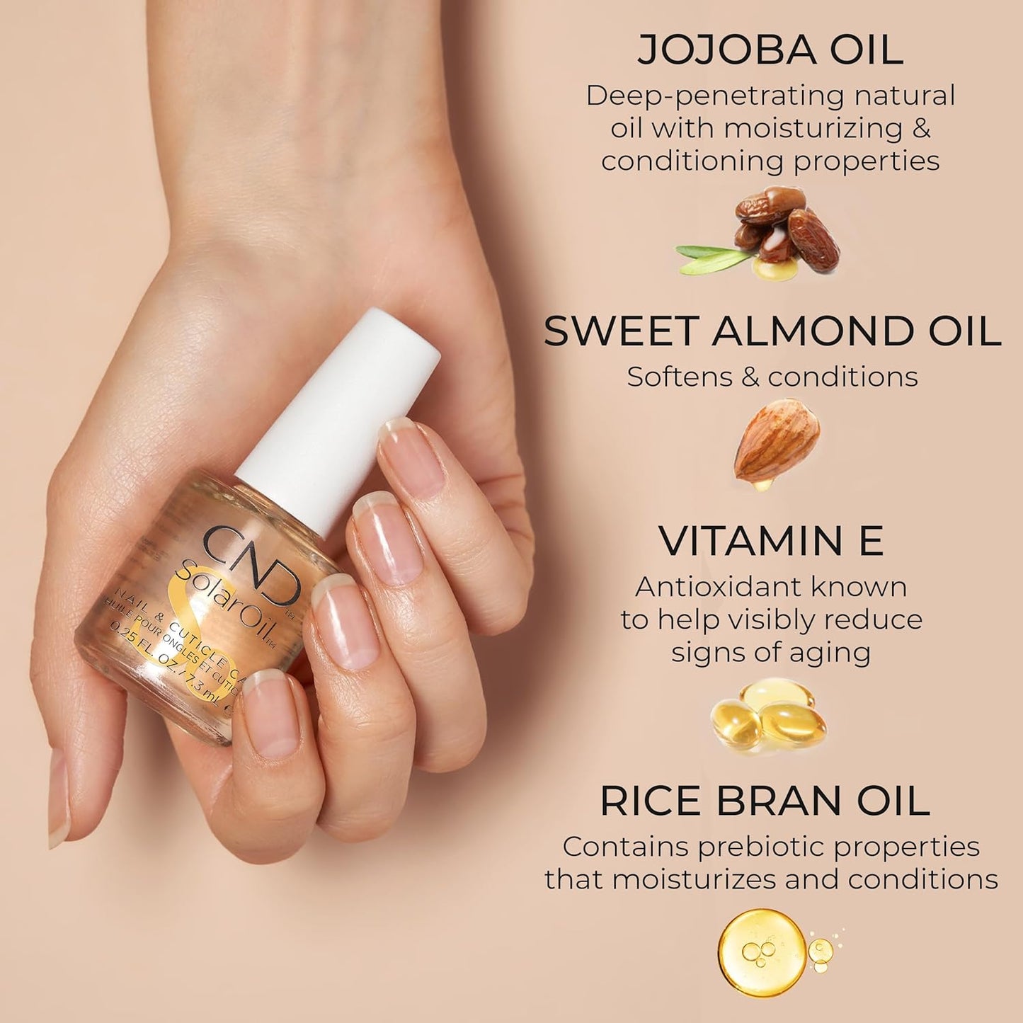 CND SolarOil Cuticle Oil - Natural Jojoba & Vitamin E Blend for Moisturizing Skin | 0.25 Fl Oz