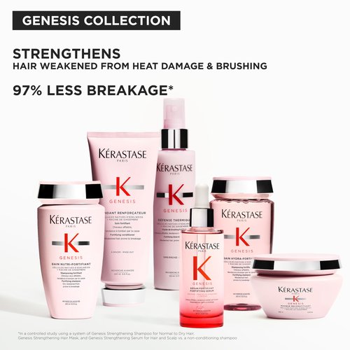 Kerastase Genesis Hair Serum - Prevents Hair Fall from Brushing, Strengthens Weak Hair, Enriched with Ginger & Caffeine, 97% Less Breakage, 3.04 Fl Oz