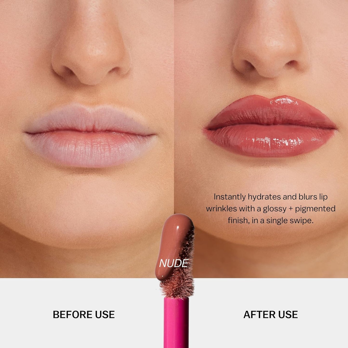 BASMA Beauty Ultra-Hydrating Lip Gloss - Rich Pigment, Non-Sticky Shine for Dry Lips | Nude Color