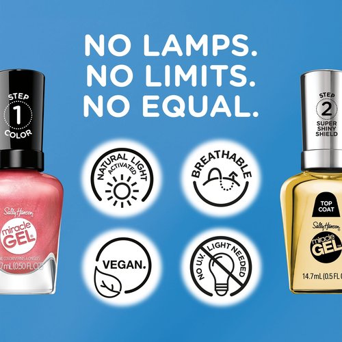 Sally Hansen Miracle Gel Supercharged Pinks Nail Polish | Salon Quality Gel-Like Formula, Two-Step System, No UV Light Needed, Long Lasting | 254 Go Hard or Glow Home | Rosey Pearl Nail Color