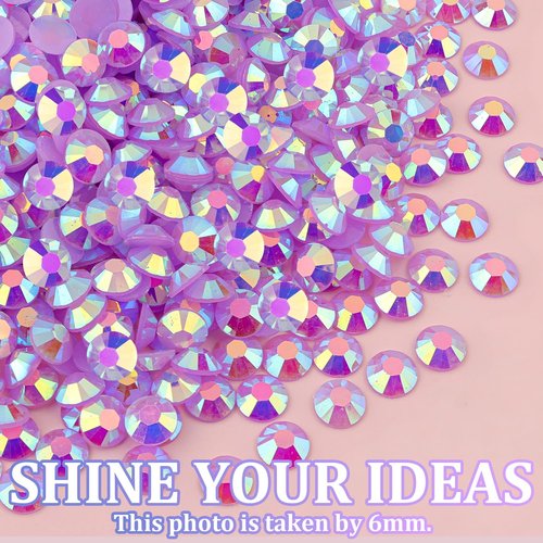 16000Pcs Resin Jelly Rhinestones for Crafting, Lavender Purple AB Non Hotfix Flatback Gems, Bedazzling Crystal with 3Pcs 10ml B7000 Jewelry Glue for DIY Crafts Clothing Tumblers Shoes Nail Art