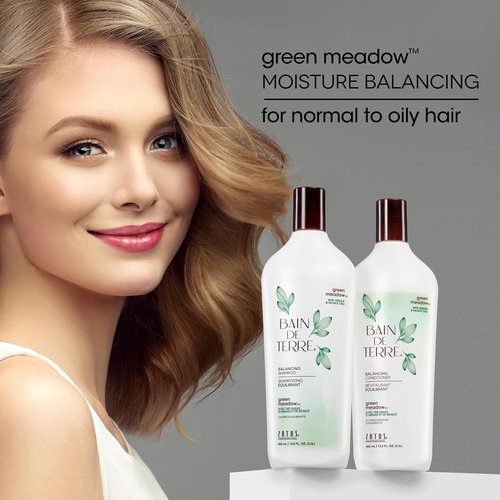Bain de Terre Green Meadow Shampoo - Gentle Cleansing for Soft, Silky Hair | Argan & Monoi Oils, Paraben-Free