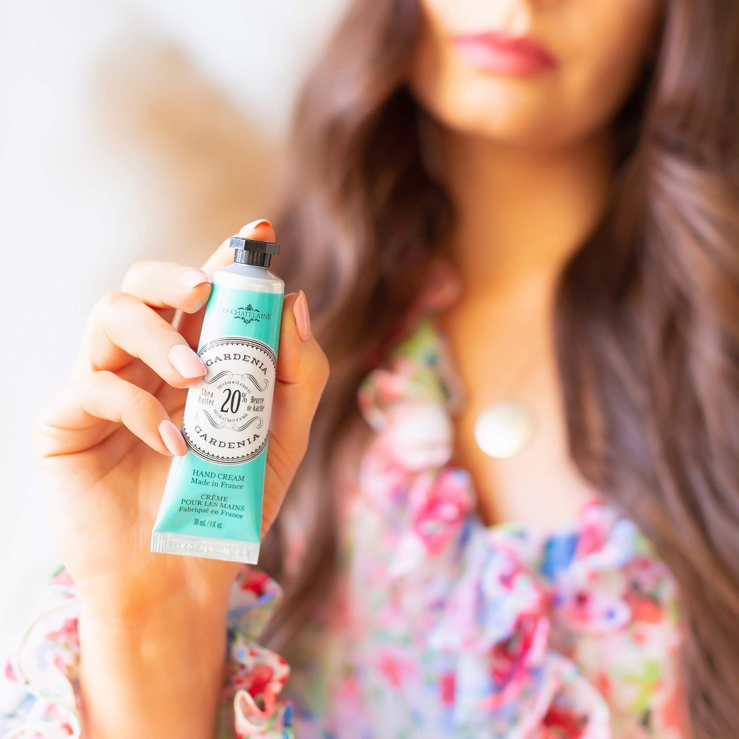 La Chatelaine 20% Shea Butter Hand Cream Travel Size, Organic Argan Oil, Moisturizing, Nourishing, Repairing, Extra-Rich Hand Lotion, Made in France, Paraben Free, 1 oz / 30ml (Gardenia)