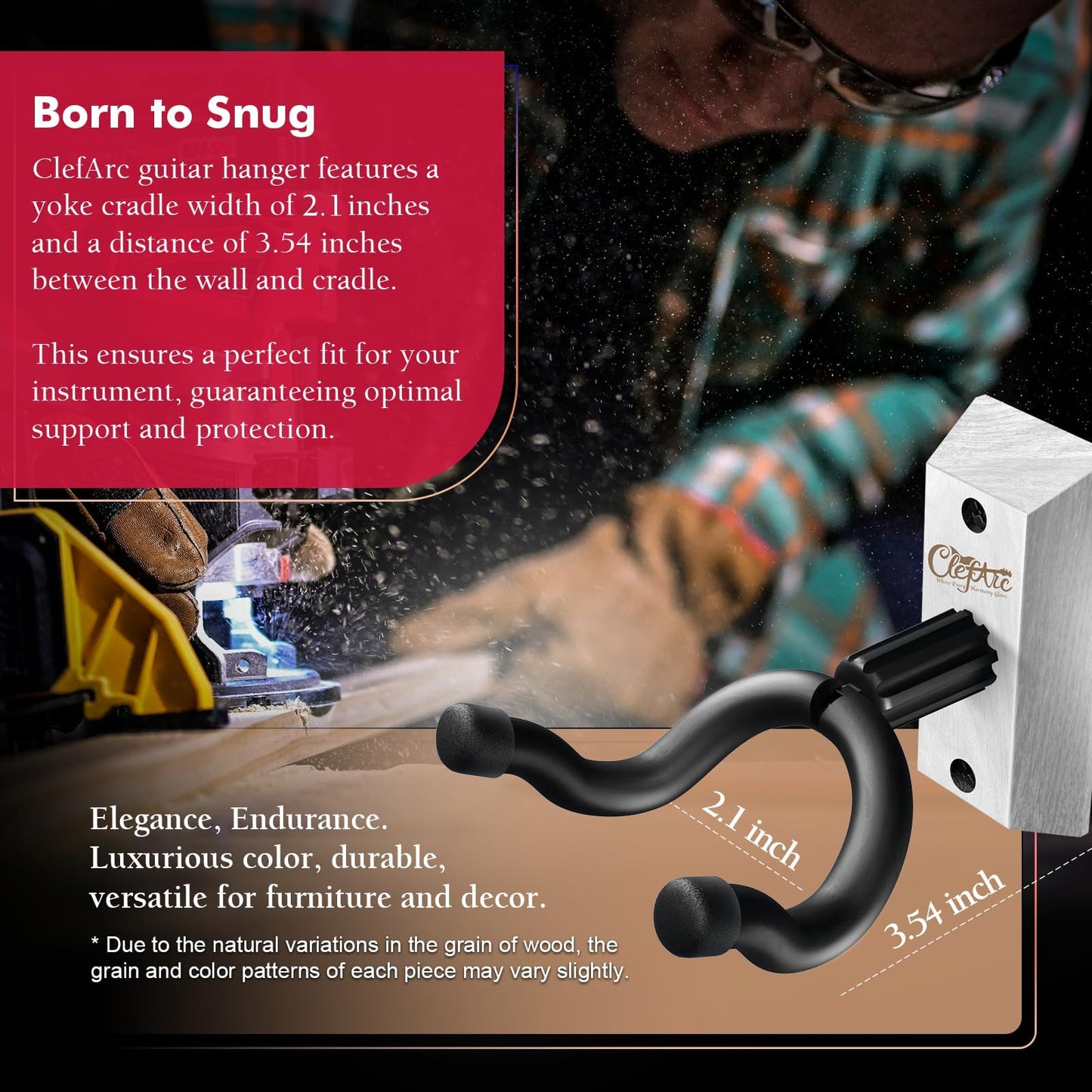 Guitar Wall Mount - Ashwood Hardwood Guitar Wall Hangers, Guitar Picks, Pick Holder, Guitar Accessories, U-Shape Hardwood Guitar Hanger, Gifts for Guitarists, with 6 Assorted Guitar Picks