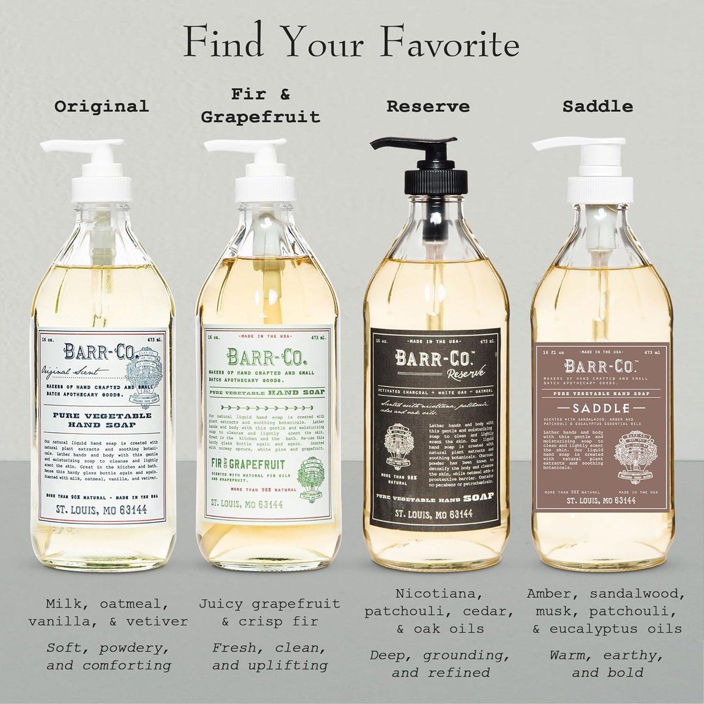 BARR-CO. Hand Soap - Natural Moisturizing Liquid Soap with Oat, Vanilla & Vetiver | 16 fl oz