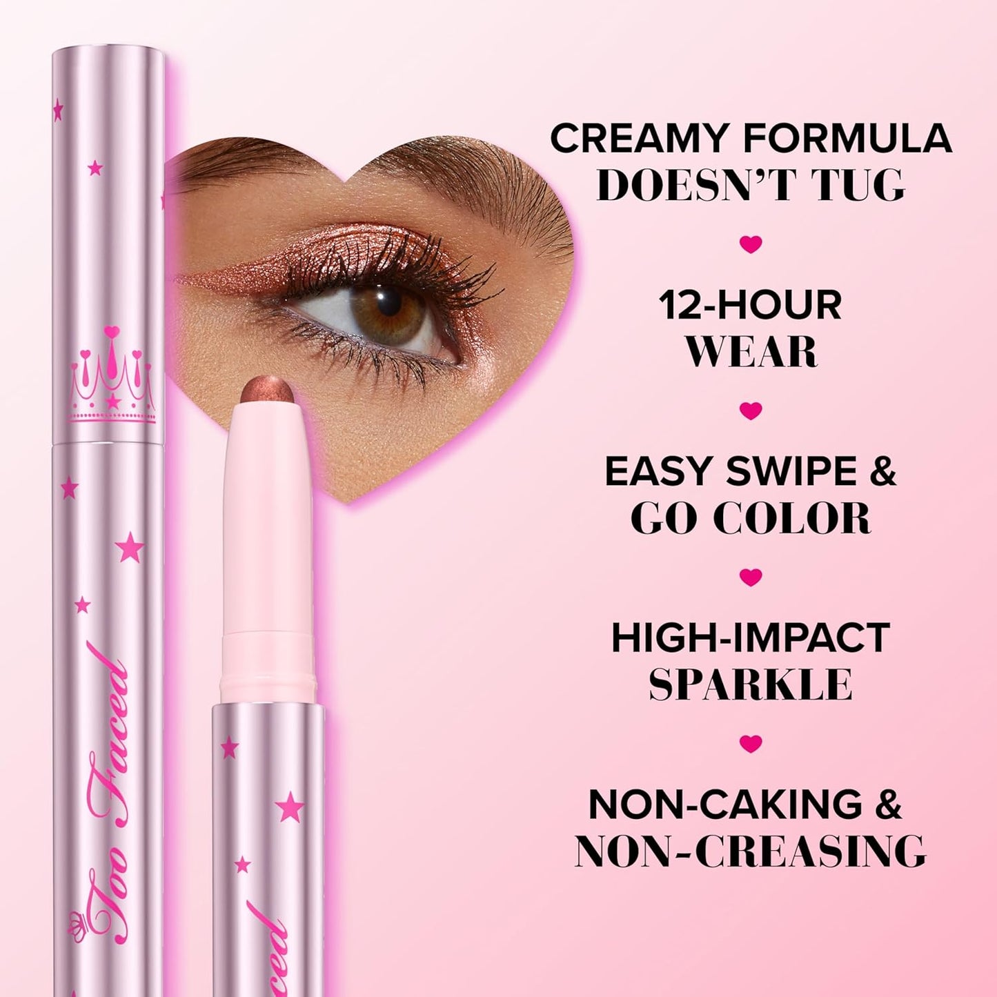 Too Faced Quickie Queen Eye Shadow Sticks - Creamy, Long-Wearing, Non-Creasing | High-Impact Sparkle