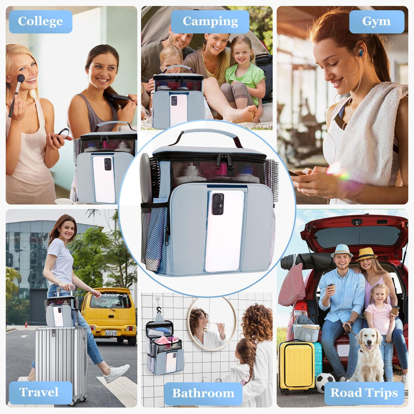 Dorm Room Essentials for College Students Girls Boys Guys with Hanging Hook, Water resistant Toiletry Bags for Traveling Women Men, Travel Cruise Ship Essentials for College Bathroom Camping Beach