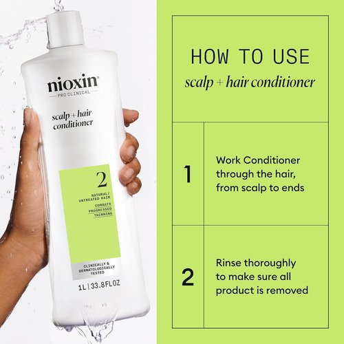 Nioxin System 2 Cleanser Shampoo & Scalp Therapy Conditioner for Thinning Natural Hair | 33.8 oz