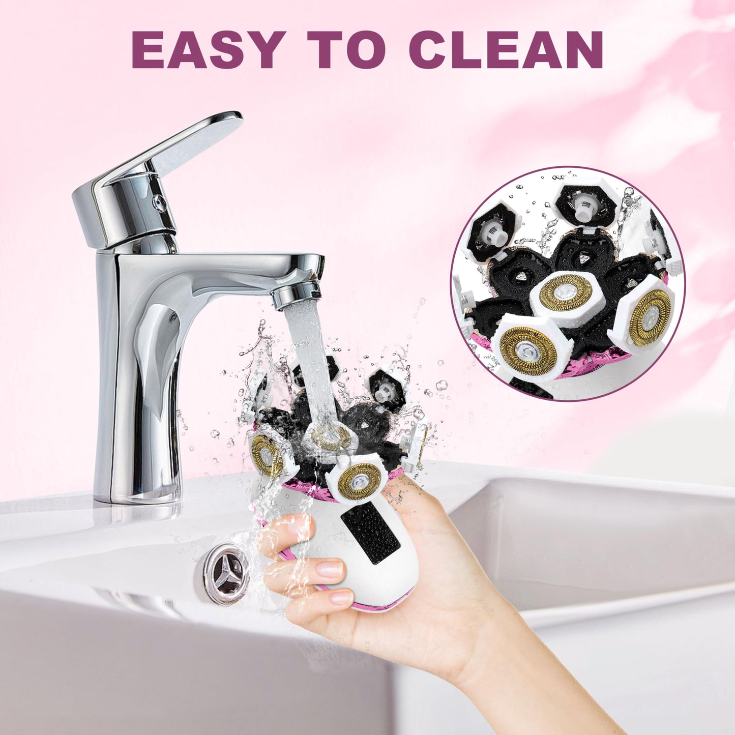 Electric Razors for Women, Wet/Dry 7D Rechargeable Rotary Shaver for Legs, Water Resistant Grooming Kit - Electric Razors for Women, Facial Hair Removal, Bikini Trimmer, Lips - Gentle Hair Remo