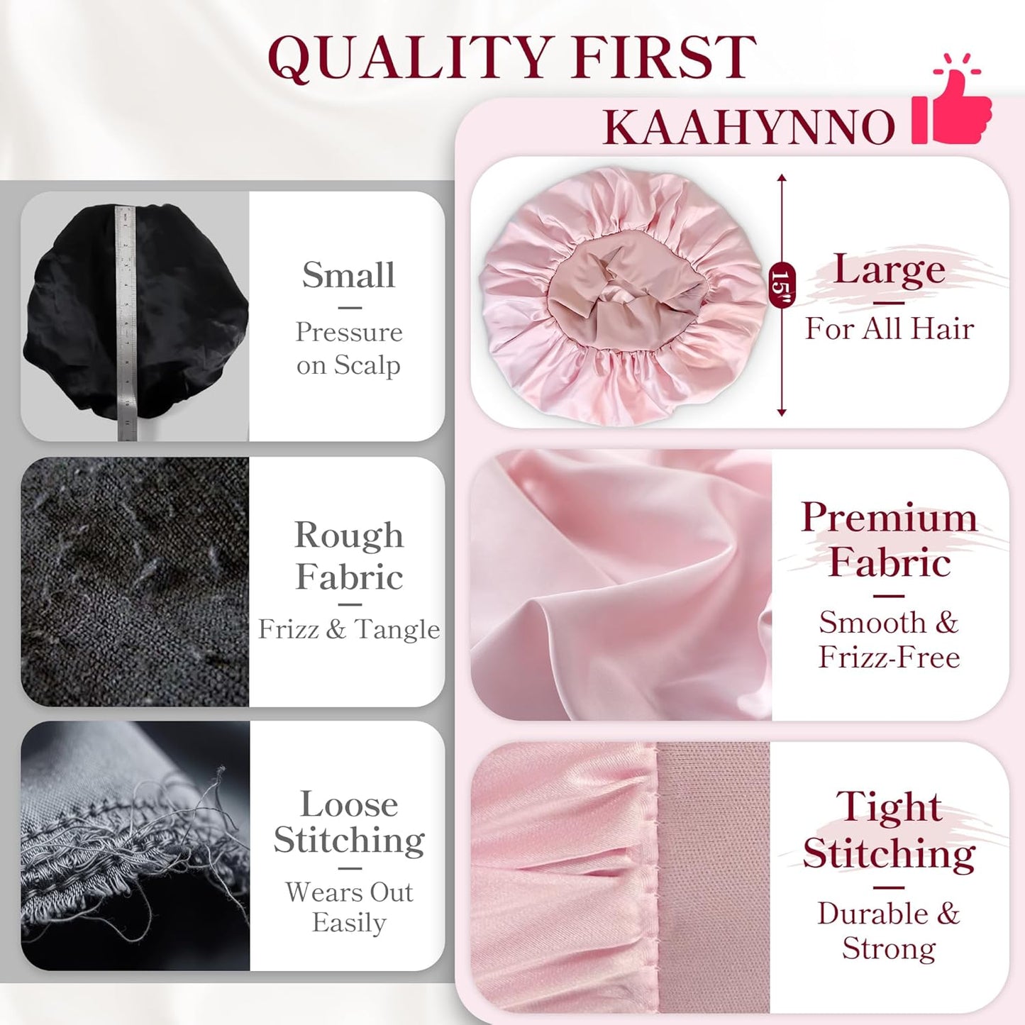Skiennix Silk Satin Bonnet Hair Wrap - Adjustable Double Layer Sleep Cover for Curly Hair