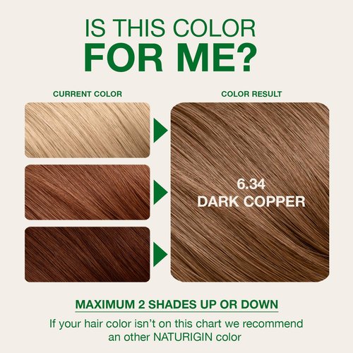 Naturigin Permanent Hair Color - 6.34 Dark Copper | Ammonia-Free, 100% Gray Coverage, Vegan Formula